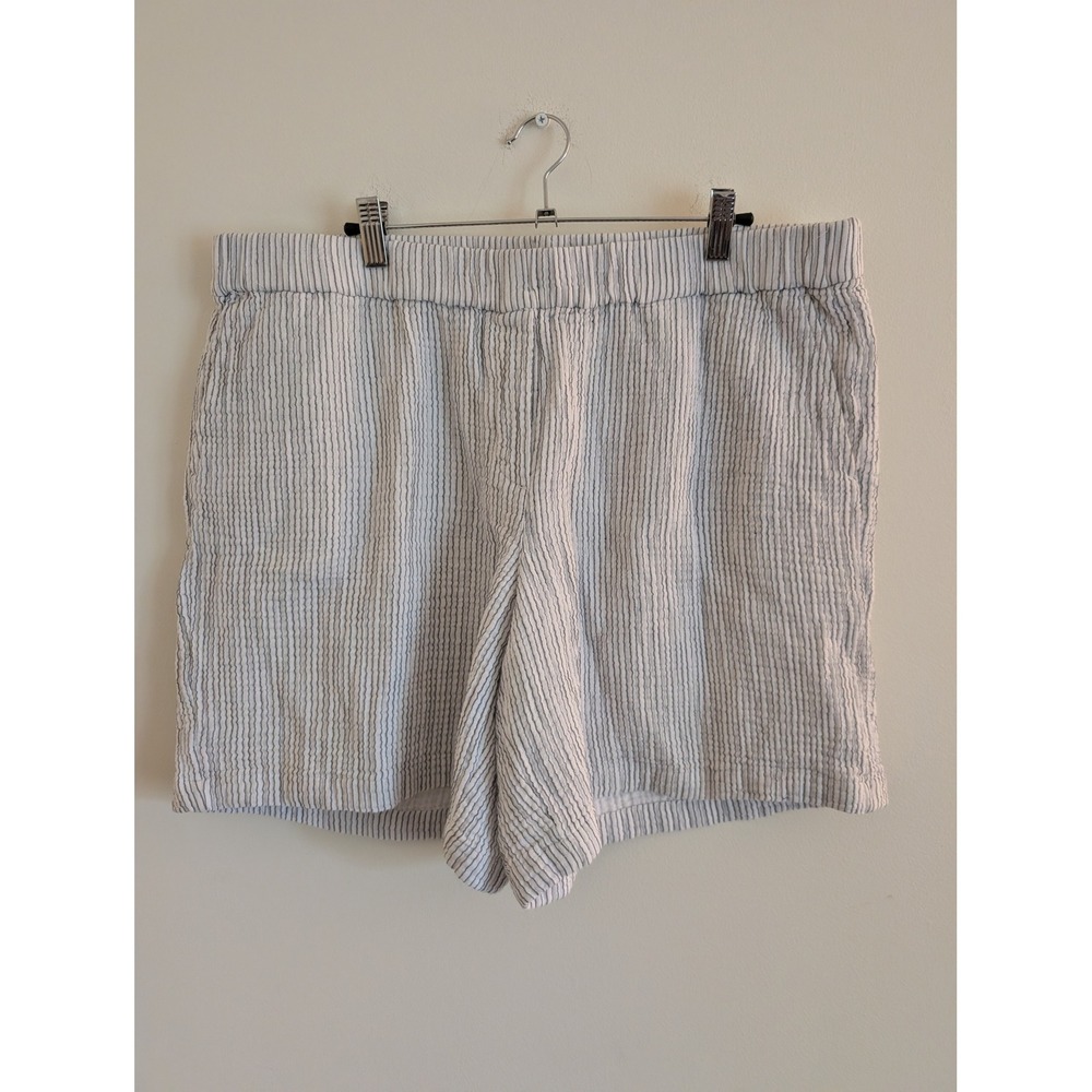 J.Jill Womens Striped Cotton Gauze Elastic Waist Shorts Large pull on beachy